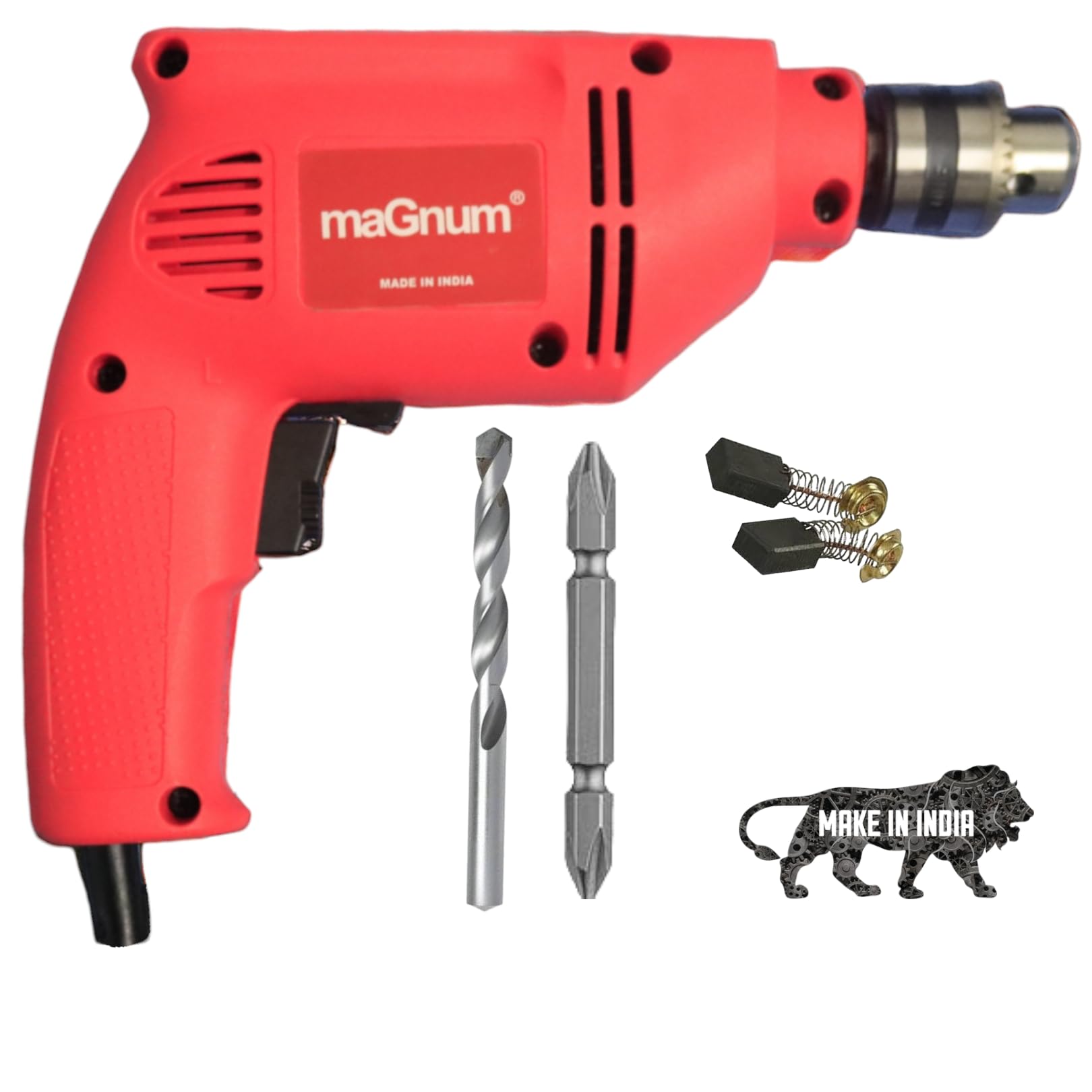 MAGNUM MED-010-RE 450W 100% Copper Winding motor, 2800 RPM, Chuck 10 mm Forward/Reverse for Wood & Metal Work with Variable Speed Control Electric Drill Mchine (MED-010-RE-DRILL)