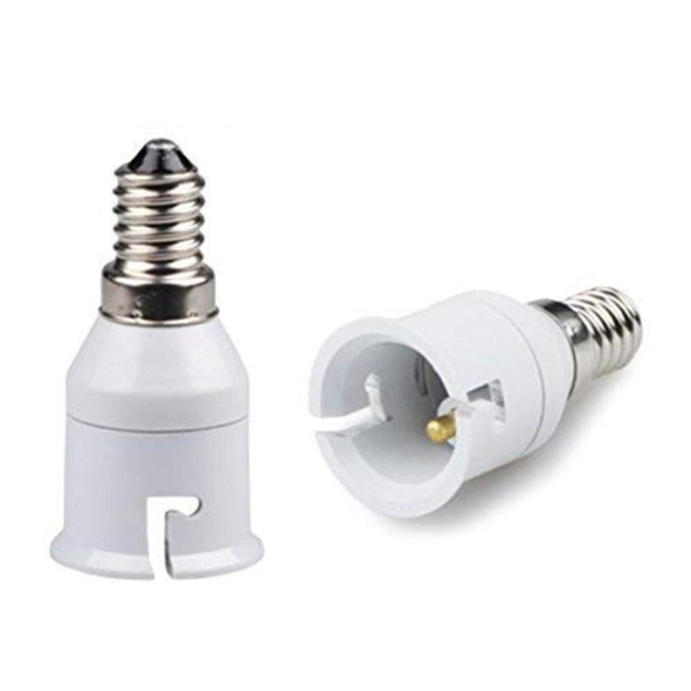 M2 Look E14 to B22 Bulb Convertor Holder | Lamp Base Socket | Bulb Adapter Converter for Metal ED Halogen | CFL LED halogen | CFL Light Bulb | Lamp Base Adapter Copper, White Pack of 2