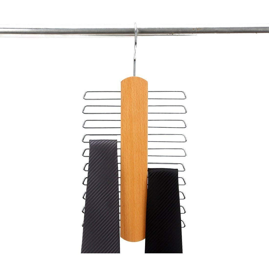 SkyWalker Wooden 20 Bar Tie, Scarf, Belt, Accessory Organiser and Multipurpose Hanger Rack