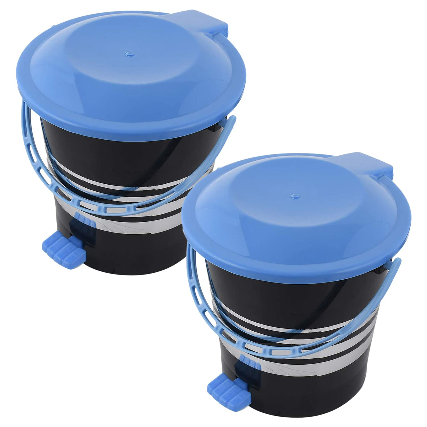 Kuber Industries Pedal Dustbin|Plastic Pedal Dustbin|Kitchen Waste Paper Bin|Dustbin For Bedroom|Blue Lid 5 Liter Dustbin|Pack of 2 (Black)