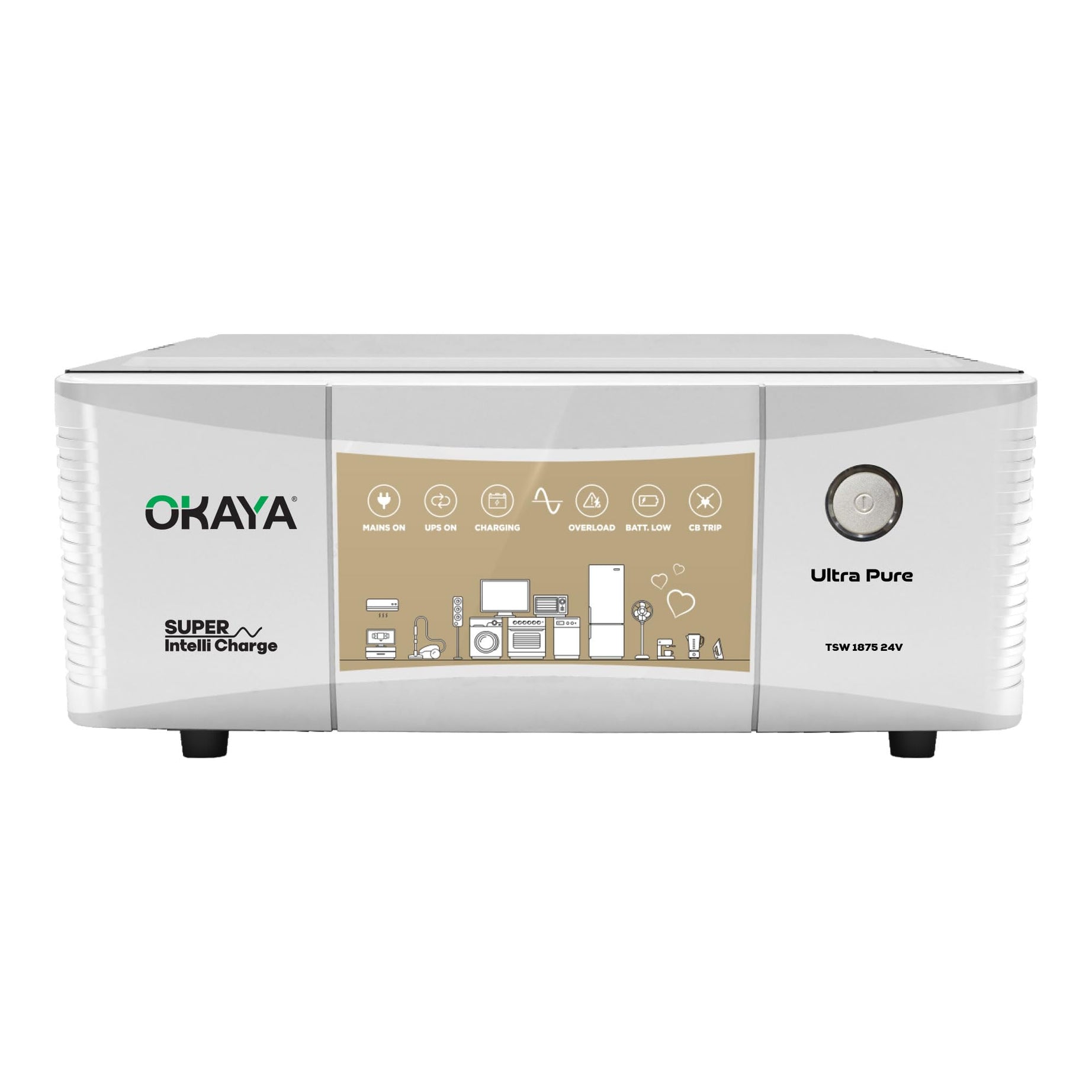 Okaya Inverter Ultra Pure 1875 True Sine Wave 1600VA/24V for Home, Office and Shop (Supports 2 Inverter Battery of 24V)