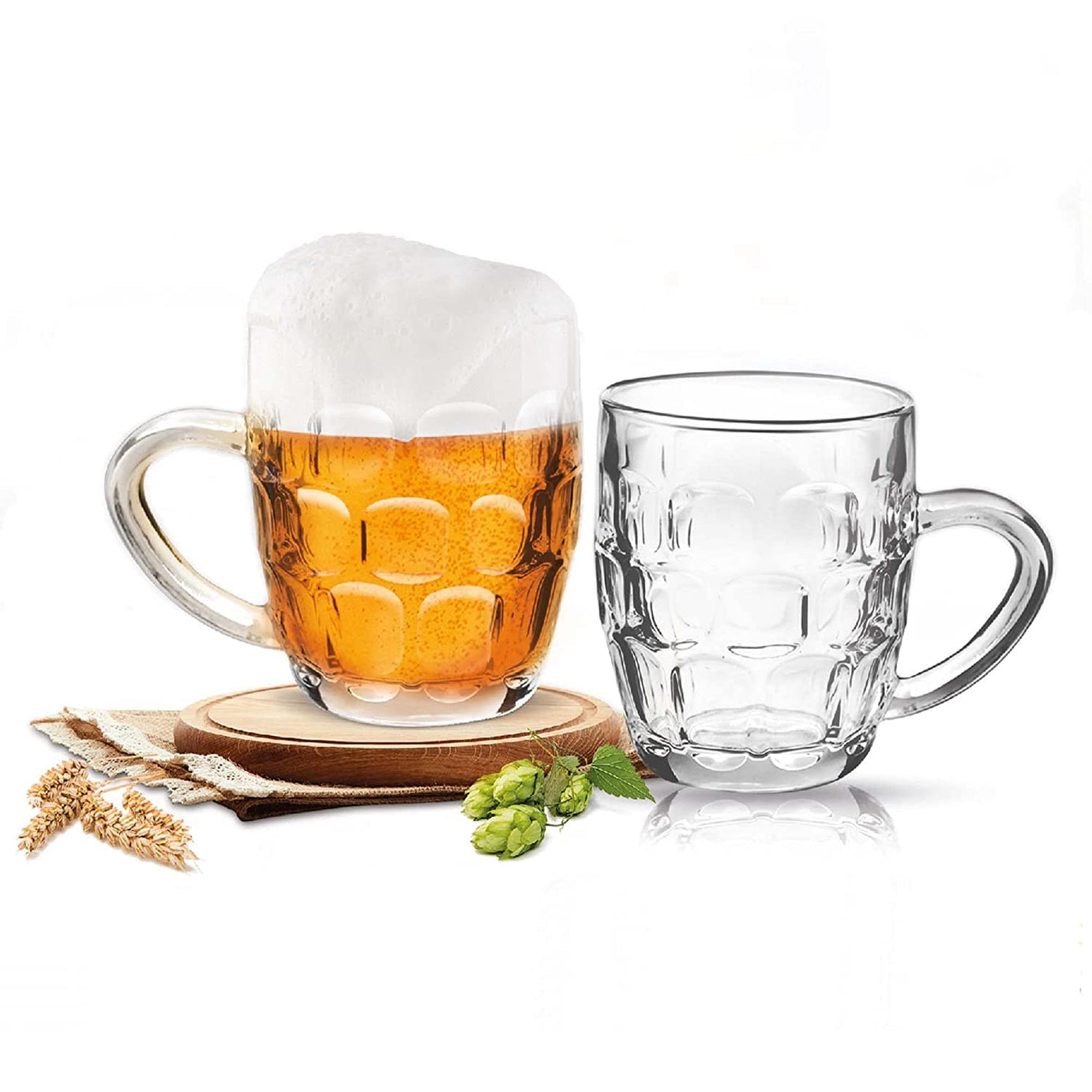 MILTON Treo Cascade Beer Mug,292ml, Set of 2, Transparent- ceramic