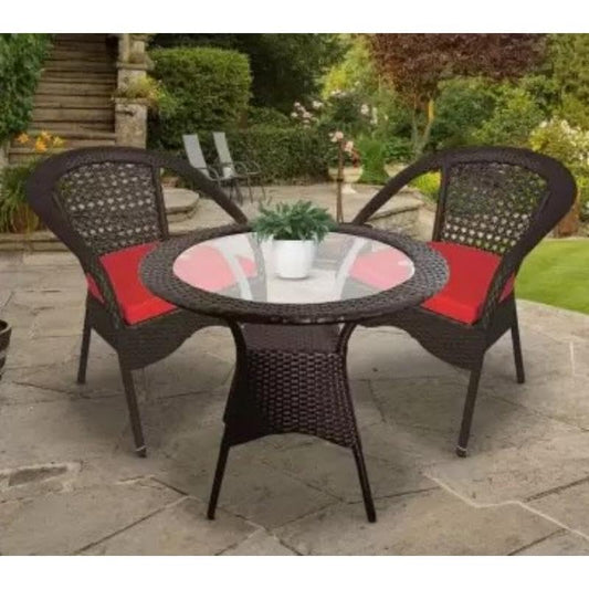 CLASE FURNITURE D-8 Patio|Indoor| Outdoor| Living Room | Balcony | Garden | Chair Table Set 2+1 (2 Chair + 1 Table)|Furniture Set |Coffee Chair Set |Powder Coated|(Brown)