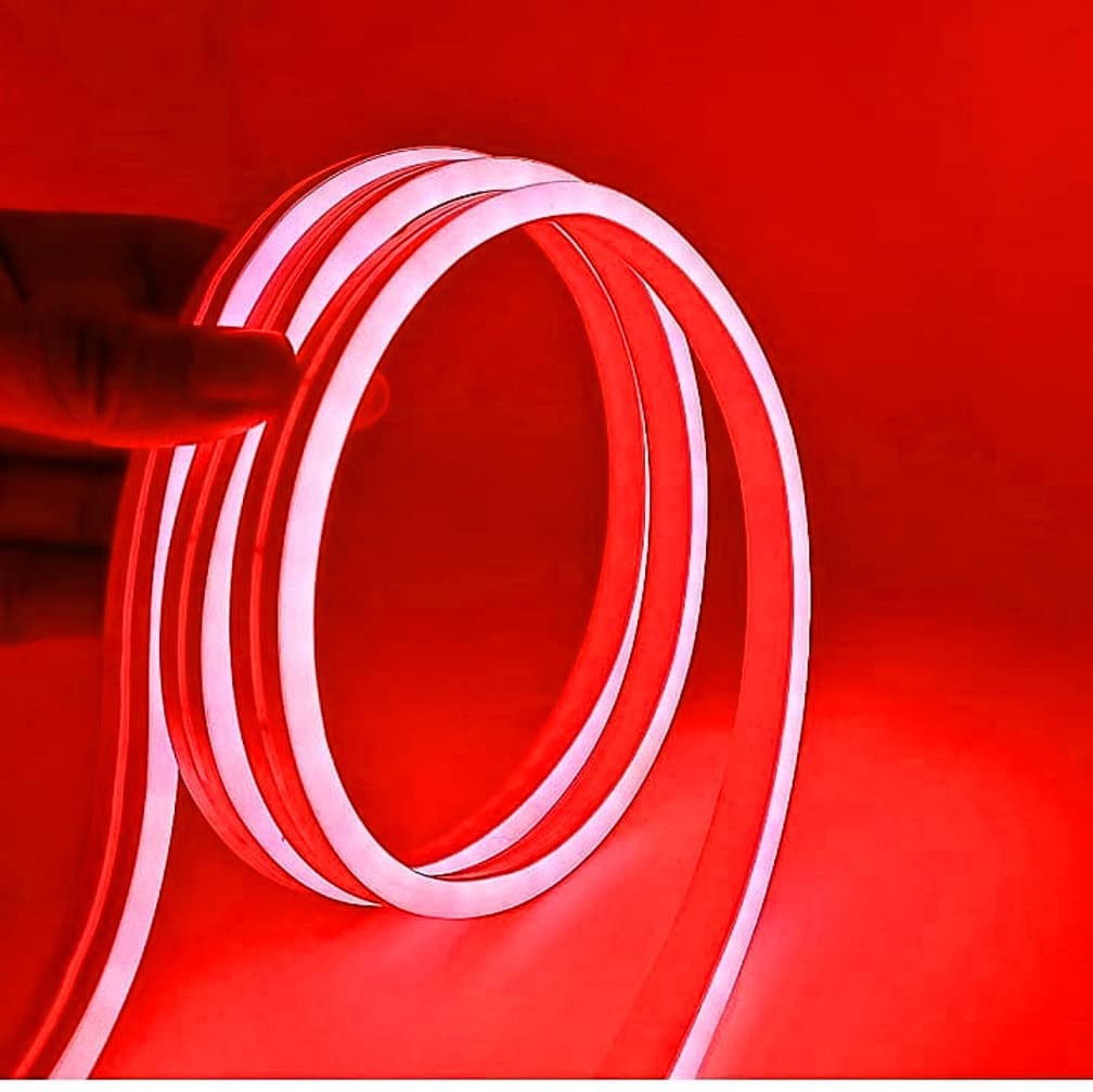 Wizzo (1 Meter) DC 12 Volt Cuttable LED Neon Flexible Rope Waterproof LED Light Strip Car Interior Decoration 10 Watt, Rope Light, Temple, Home Decoration Indoor & Outdoor (RED)