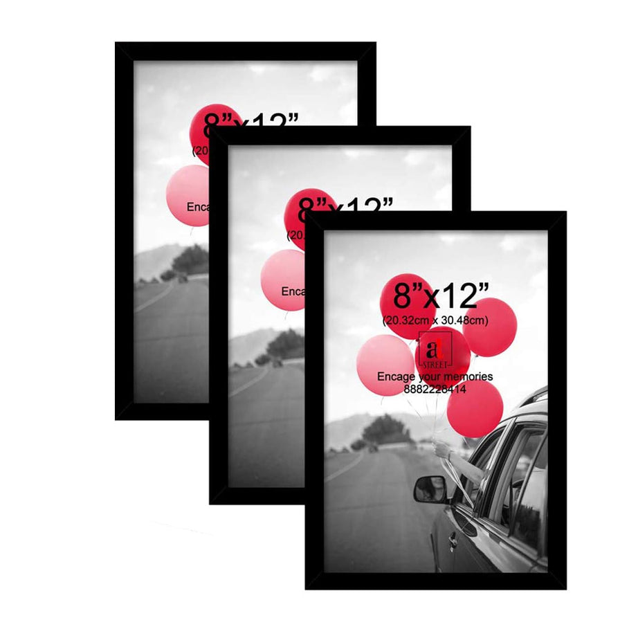 Art Street A4 Document Photo Frame set of 3 Black Photo Frames for Home and Office decoration (Photo Size 8 x 12 Inches)