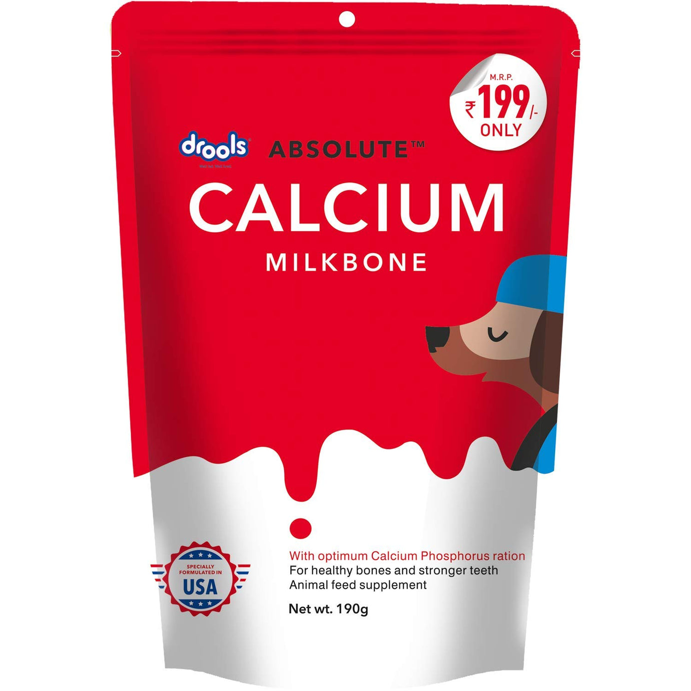 Drools Absolute Calcium Milk Bone For Dog All Life Stages Pouch, 190G