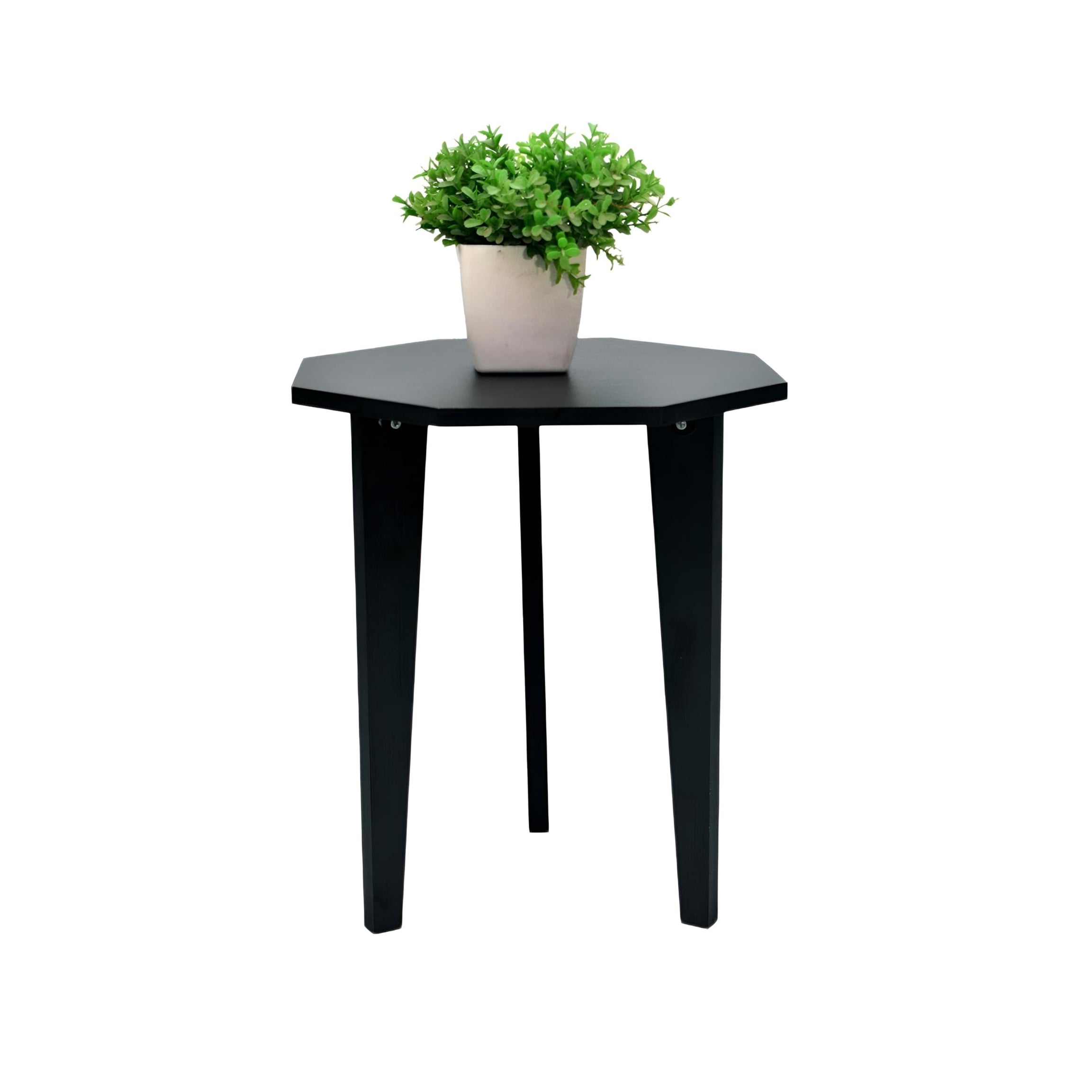 Dime Store Wooden Foldable Side Table for Plant Stand | Planter Stand for Indoor Plants Small Round End Table for Bedroom, Living Room & Hallway (Black)