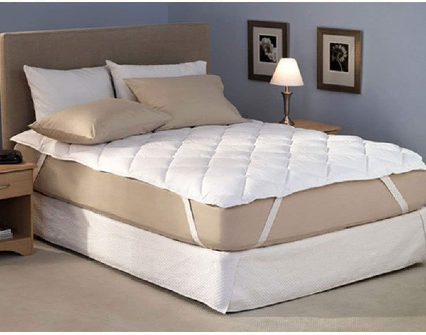 RRC Cotton 100% Waterproof Mattress Protector - Queen Size Quilted Mattress Protector - (60" x 78" Inches) (White)