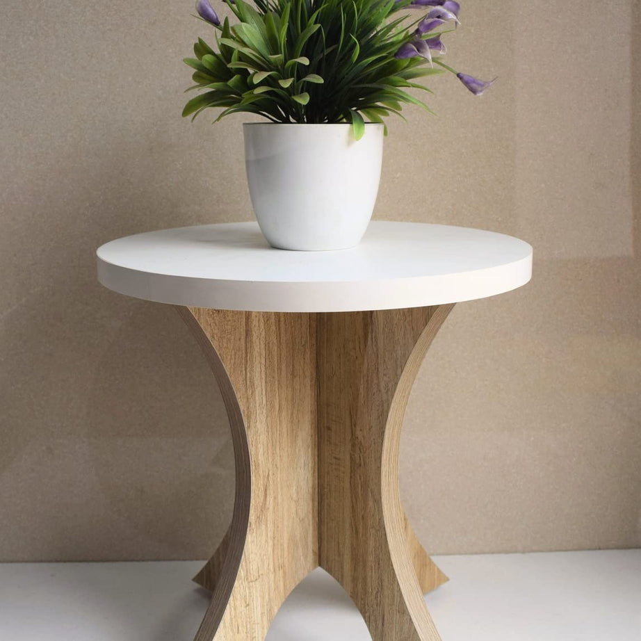 Beautiful Wooden Side Table/End Table/Plant Stand/Tea Table/Stool Living Room Furniture Round Shape (12 Inch)