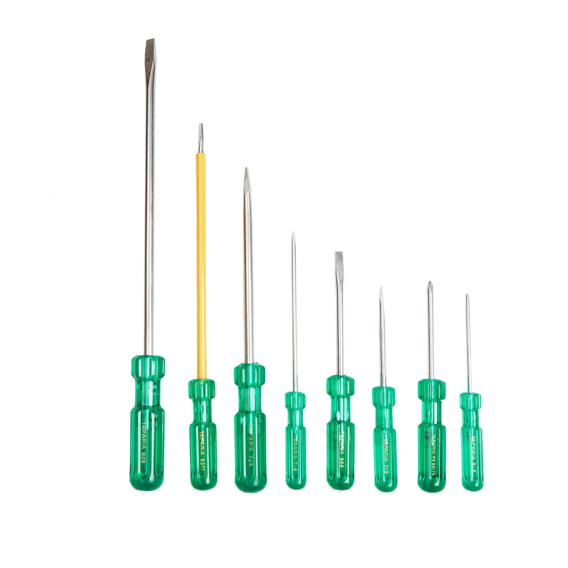 TAPARIA 1013 Hanging Pouch Screw Driver Kit (Set of 8), green & chrome, 8 screw driver 713, 922, 725, 828, 912, 712, 937, p5 861 75