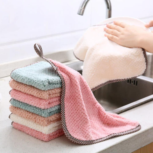 Mockery Kitchen Washcloths Super Absorbent Cleaning Cloth Dishwashing Hangable Rag Soft Towel, Multi-Purpose Cleaning Cloths, Wash Cloth for Home, Car, Window, Grease Free (Random Color, Pack of 2)