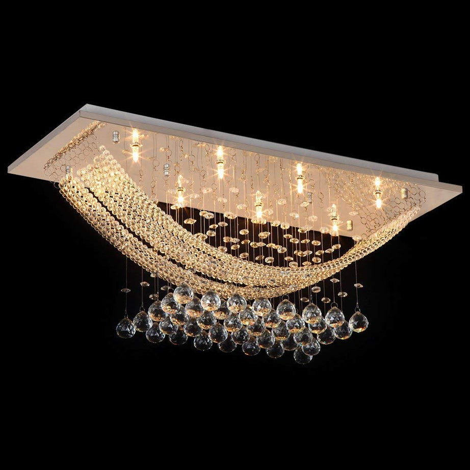 Ganesharter GA Smart Crystal Chandelier with Bluetooth Connectivity Speaker for Hall, Hotel, Temple, Room Decoration Made of Crystal and Glass Beads (b rh, yww)