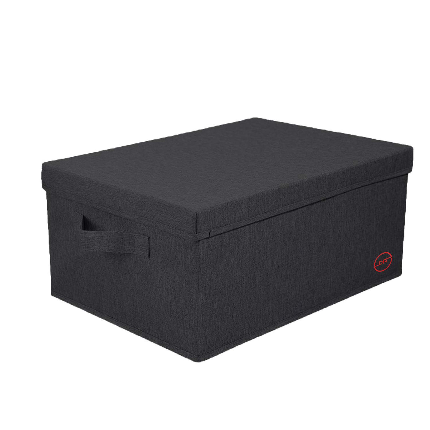 DOUBLE R BAGS Capacity Foldable Rectangular Storage Bin Box with Lid Cover and Handle Room Organizer (Medium Black) (Polyester;Polypropylene;Fabric)