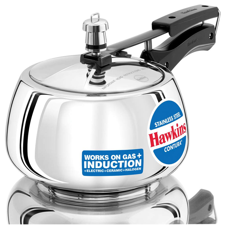 Hawkins Stainless Steel Contura 3 Litre Inner Lid Pressure Cooker Induction Compatible