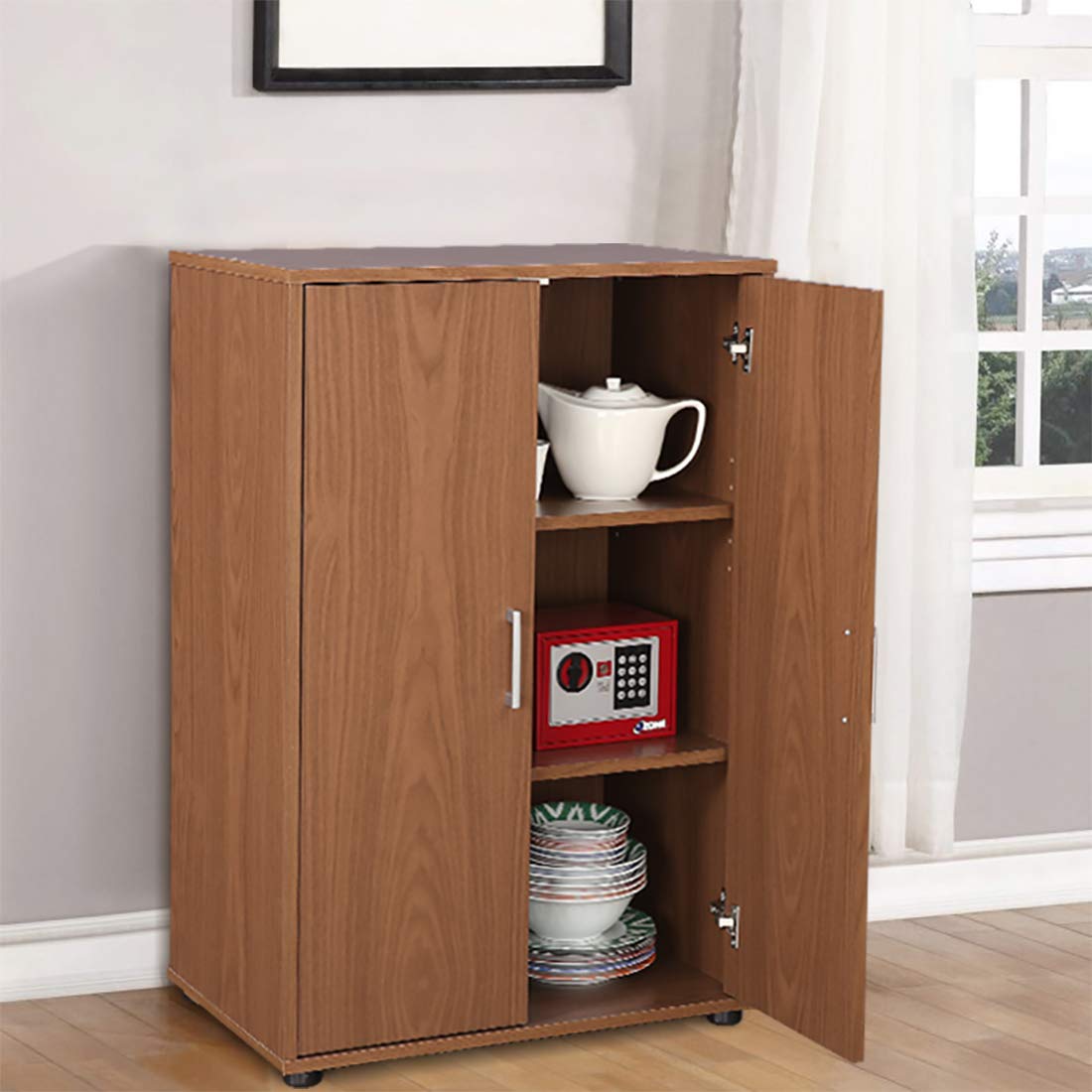 HomeTown Henley Engineered Wood Multipurpose Cabinet in Walnut Colour