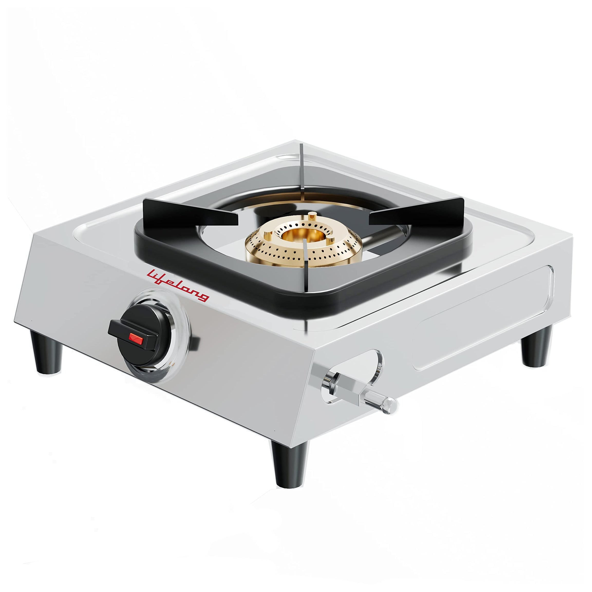 Lifelong Llgs299 Automatic Ignition 1 Burner Stainless Steel Gas Stove Doorstep Service, 1 Year Warranty, Steel Open