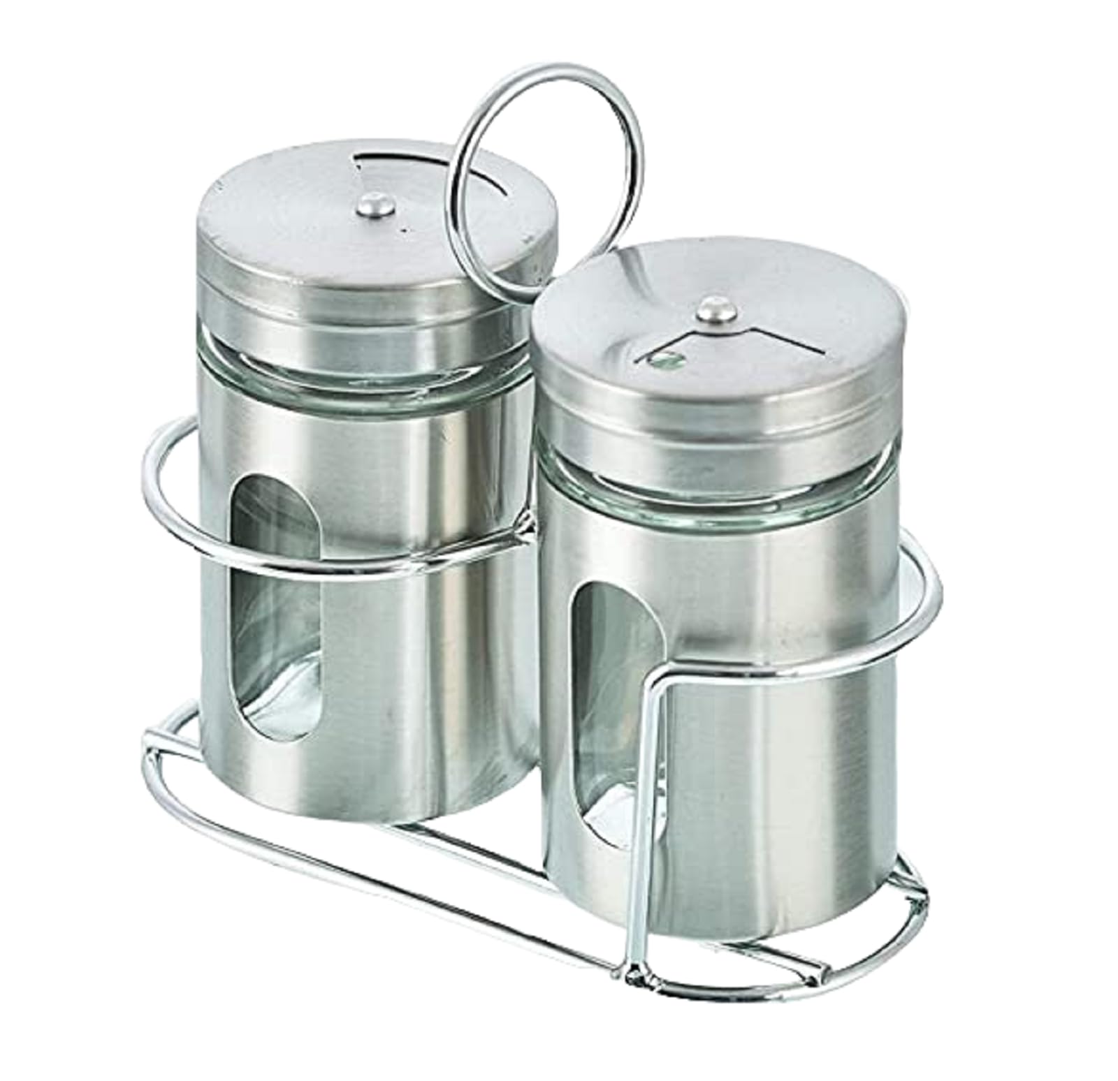 Tekzie 2 Pcs Salt & Pepper Shakers with Stand Tray for Kitchen Tool (Any Design Will be Sent as Per Availability)