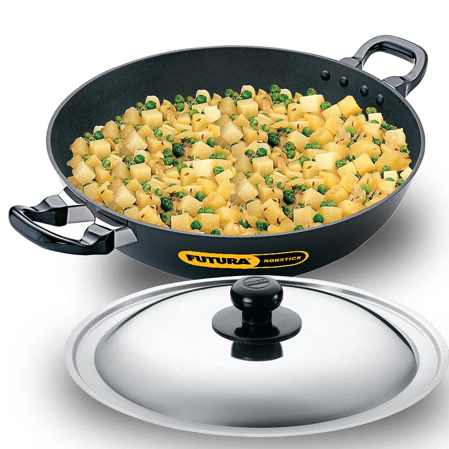 Hawkins Futura Nonstick Kadhai 4 L, 30 cm, 3.25 mm with SS lid