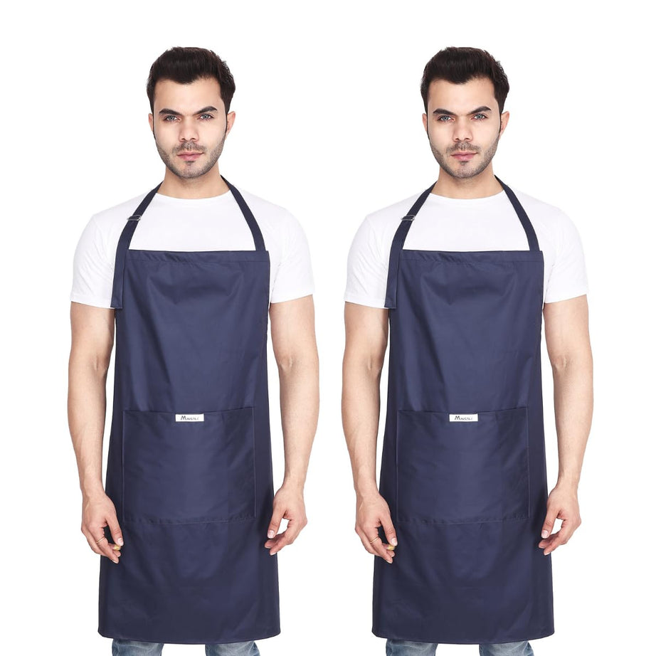 MAKSTILE Waterproof & Dustproof Apron For Dishwashing, Cooking, Dog Grooming, Gardening, Car Wash, Lab, Restaurant & Industrial Use | Unisex| Color-Navy Blue | Pack Of 2