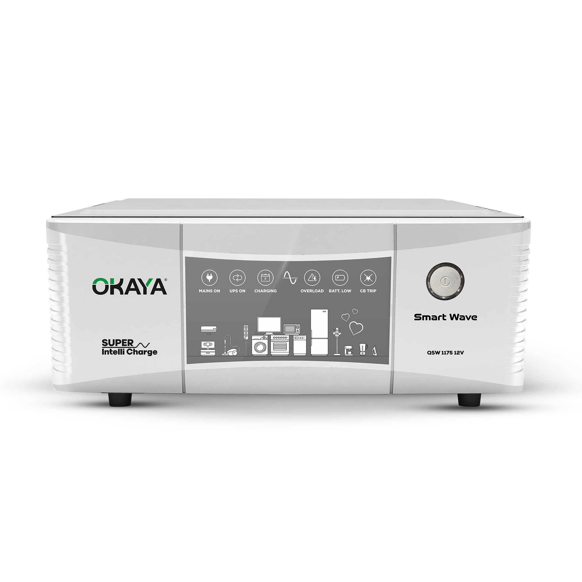 Okaya Inverter Smart Wave 1175 Qusi Sine Wave 925VA/12V for Home, Office and Shop (Supports 1 Inverter Battery of 12V)