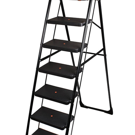 AJAAQI 7 Step Steel Black Diamond Ladder Heavy Duty Wide Step 7.2 FT - Made in India Ladder