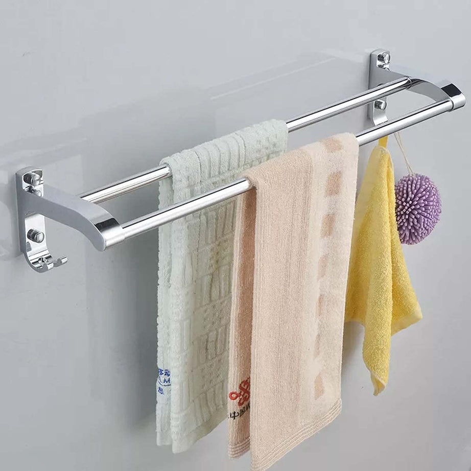 iSTAR New Look Towel Rod Double Rod Silver Towel Holder 24 inch Longer 2 Bar Towel Rod (Stainless Steel) (1)