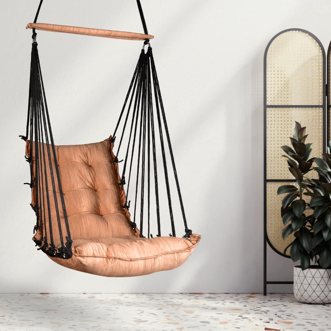 Curio Centre Cotton Swinging Hammock Hanging Swing Chair/Hammock Swing for Adults & Kids/Swing for Indoor Outdoor, Garden & Patio/Durable Portable Jhula/Swing for Home - Copper