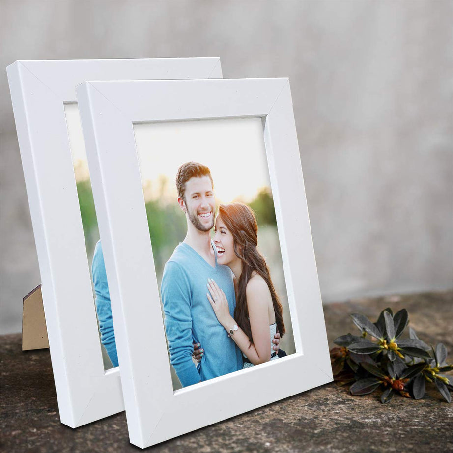 Art Street Set of 2 Table Photo Frames, Tabletop Picture Frames For Office & Home - 4x6 Inchs- White