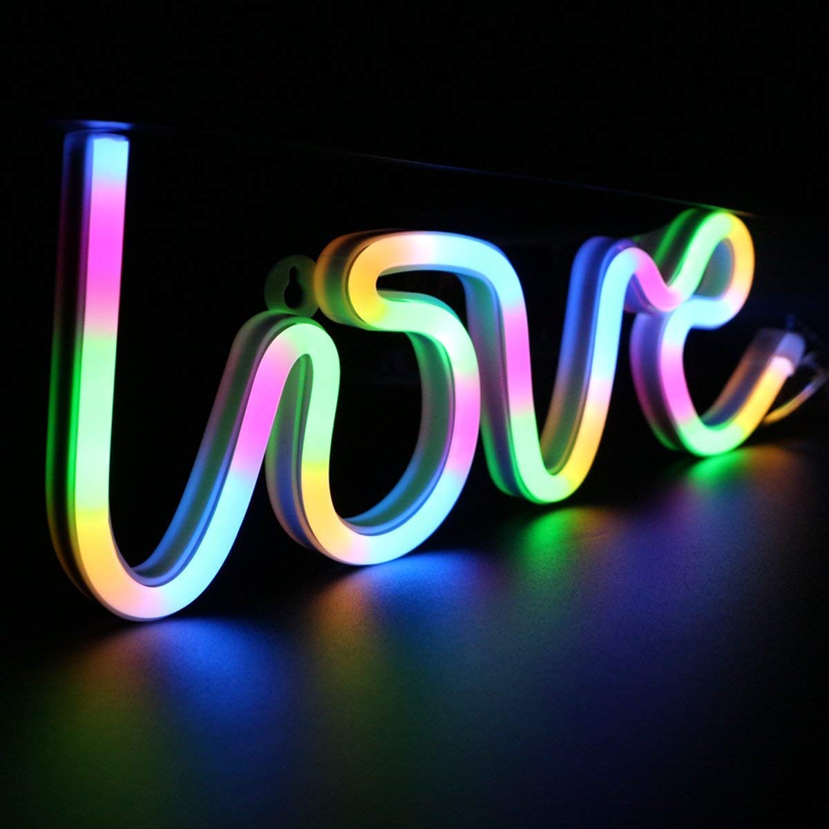 Quickous Love Neon Sign-Neon for Bedroom,USB or Battery Neon Light for Wall,led neon Light for Girls Love Light up Sign For Party, Christmas, Bar, Home Decoration,Bedroom Wall, Wedding (Multicolor)