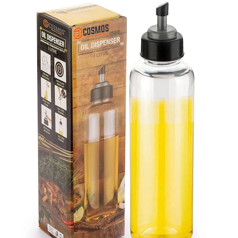 E-COSMOS Oil Dispenser 1 Litre Cooking Oil Dispenser Bottle Oil Container Kitchen Accessories Items Kitchen Tools (PACK-OF-1-1000ML)