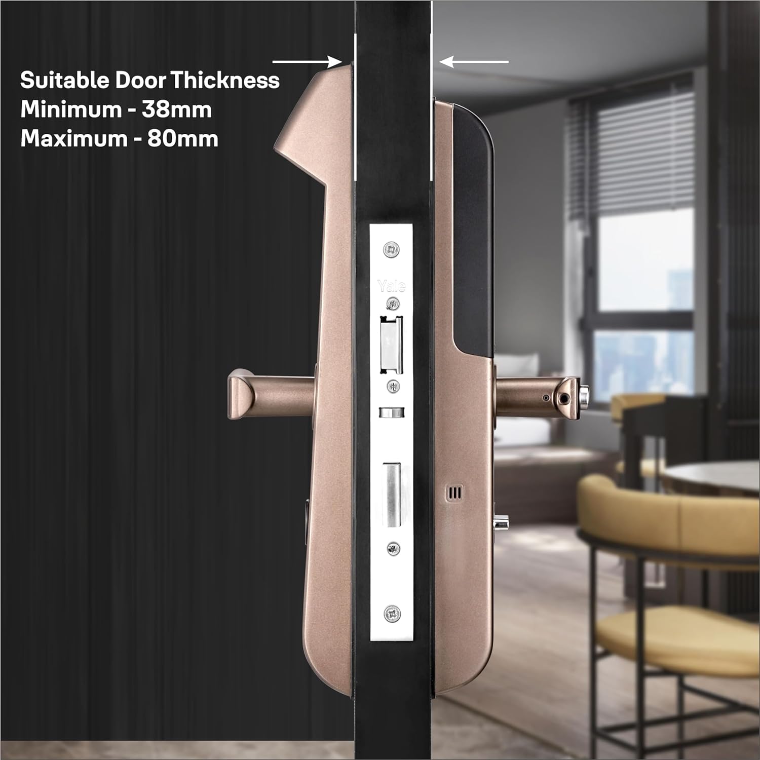 Yale YDM 4115-A, Smart Door Lock with Biometric, Pincode, Mechanical Keys & App Enabled Access, Bluetooth & Wi-Fi Optional for Home & Office | 1 Year Warranty| Matte Finish | Bronze