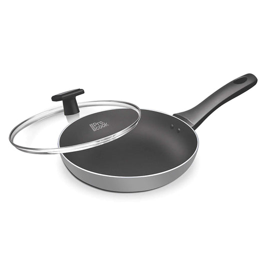 MILTON Pro Cook Black Pearl Induction Fry Pan with Glass Lid, 22 cm / 1.4 Litre