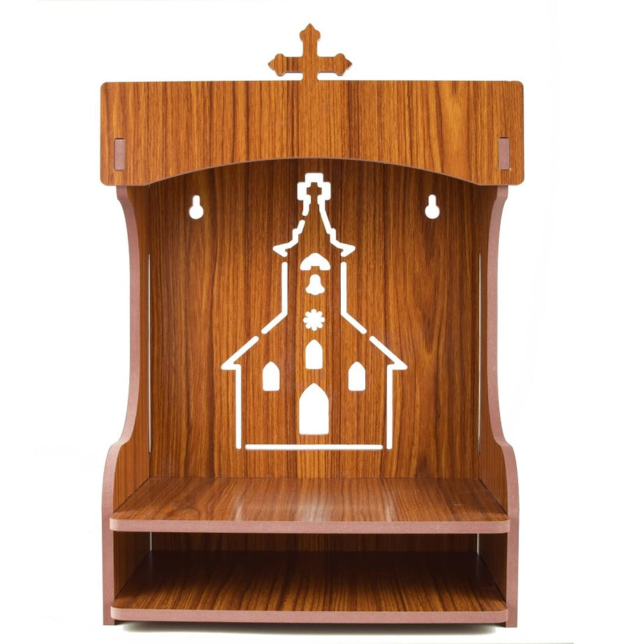 Lakhaji Christian Wooden Wall Hanging Temple for Home and Shop,Office and home showpiece temple (BROWN)