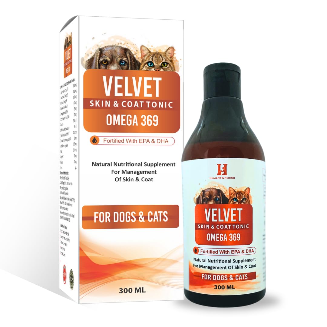 Velvet Skin & Coat Tonic with Omega 3 6 9 for Dogs & Cats (300 ML)