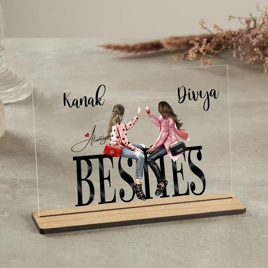 WEHATKE Customized Acrylic Plaque For Bestie | Gift For Best Friend | Gift For Besties | Name Gift For Best Friend (Design 7)