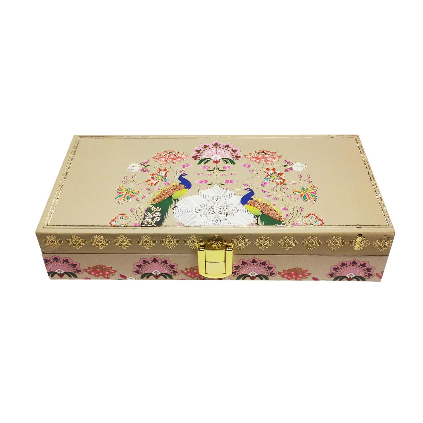 Bahubali Digiglam® - Flower Festival Money Box Gold Printed Velvet Touch MGI Floral Decorative Box, Wedding Fancy Shagun Cash Box, Jewellery Box, Money Box, Gaddi Box