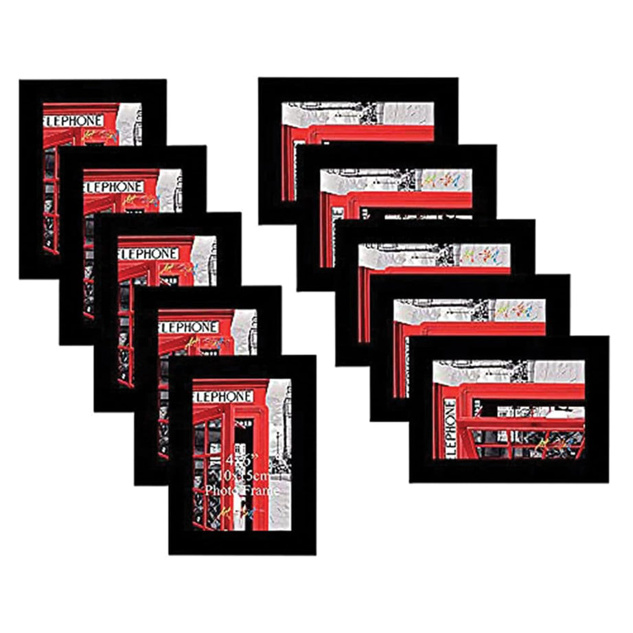 Art Street Wall Photo Frame Set for Living Room (Black, 4x6 Inches)- Set of 10