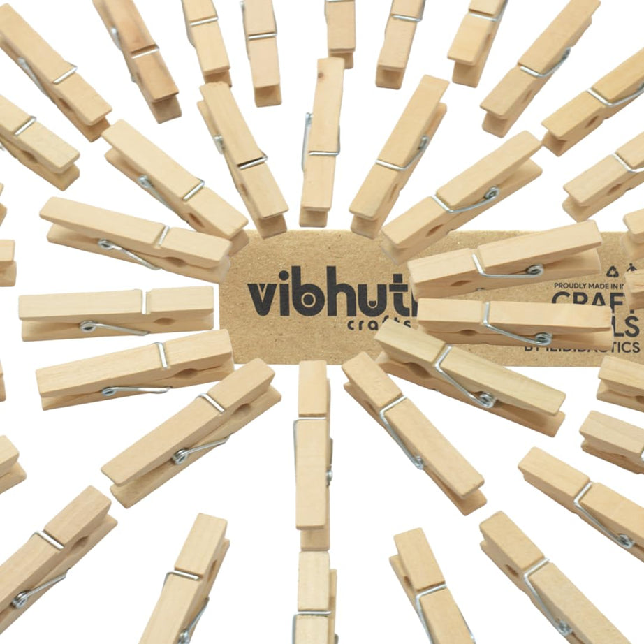 Vibhuti Crafts Wooden Pegs/Clips for DIY Crafts - 2 inch Big Clips (40 Pack) - Natural Wood - Ideal for Scrapbooking, Hobby Projects, School Displays