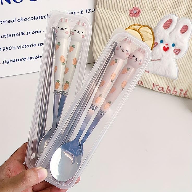 TDX Bunny Carrot Delight Cutlery Set(pack of 2 (one fork and one spoon))(Assorted design and colour)