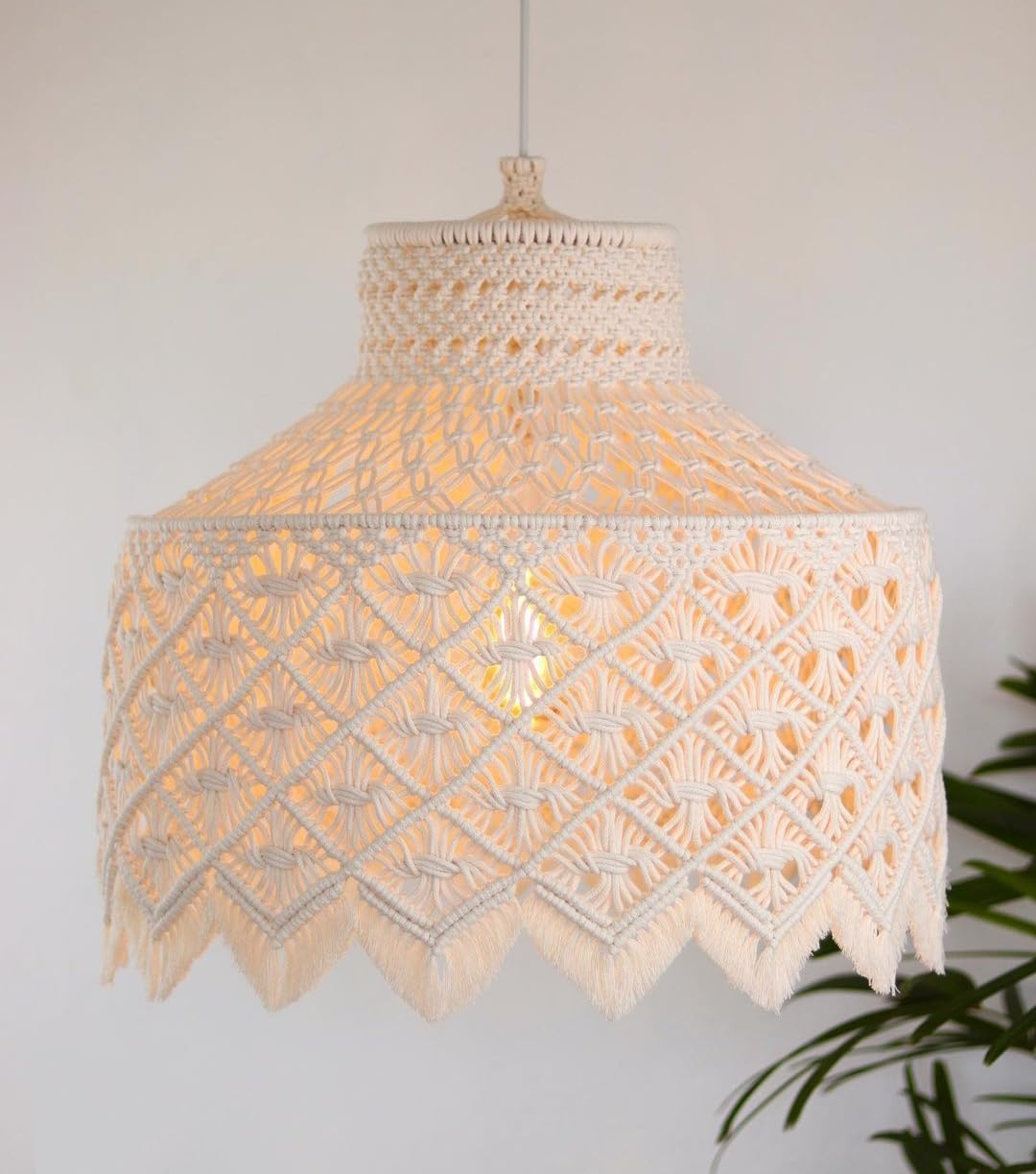 Macrame luxury Lamp Shade, Ceiling Hanging Decor, lampshade lantern ceiling hanging decor Without light instruments off white color