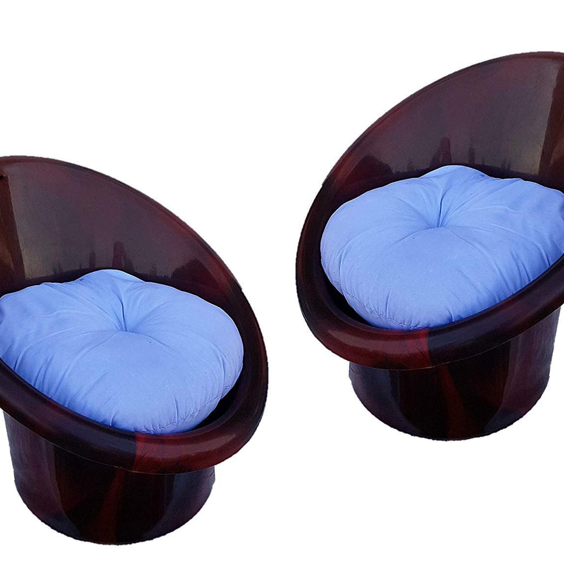 ANJWAR Tub Chair with Complimentary Cushions Set of 02 (Standard, Rosewood)