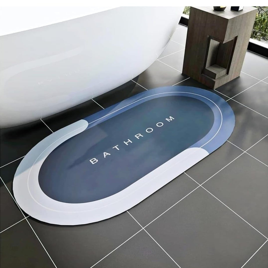 IDELLA Bathroom Mat,Door mat Door Mat, Rubber Non-Slip Quick Dry Rugs Fit Under Door Super Absorbent Thin Fashion Washable Oval Floor Bath Mat for Bathroom, Bathtub, Shower and Sink