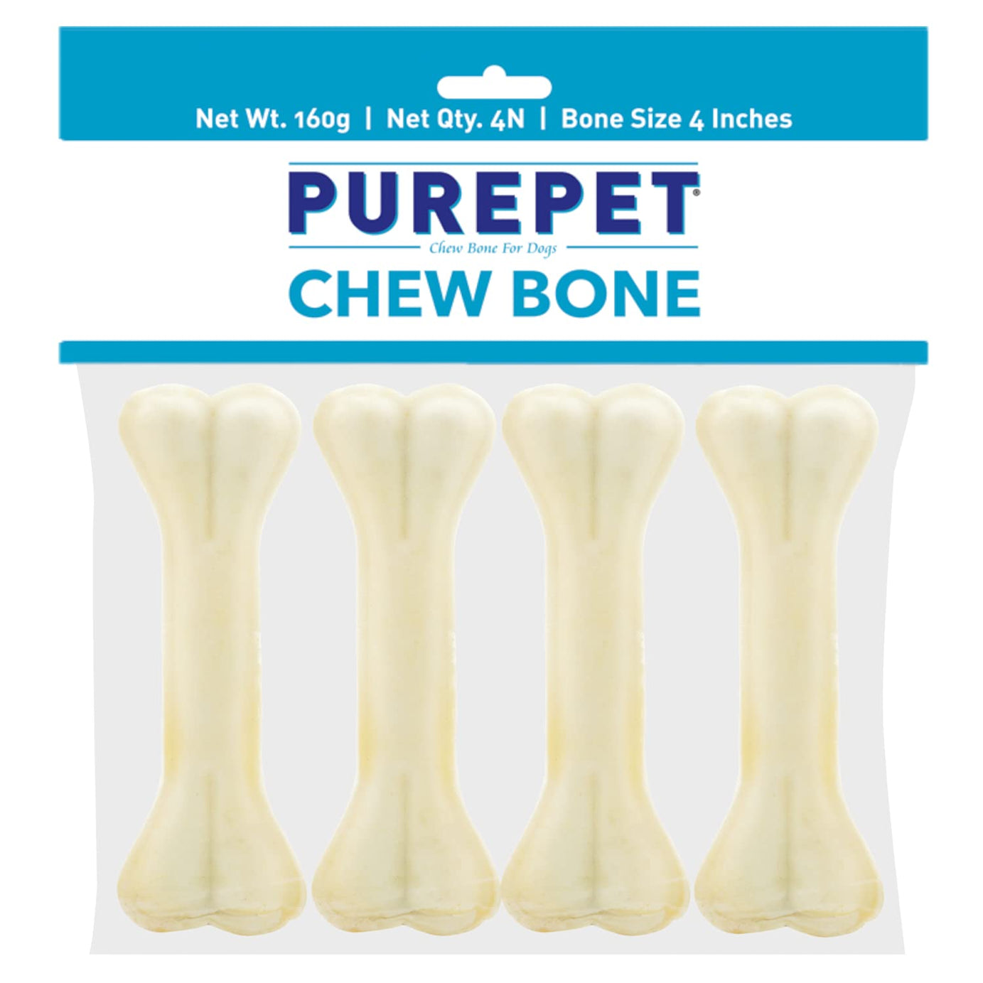 PUREPET Dog Treat Chew Bones,10.16Cm 160G, All Life Stages, Pack Of 4 Bones