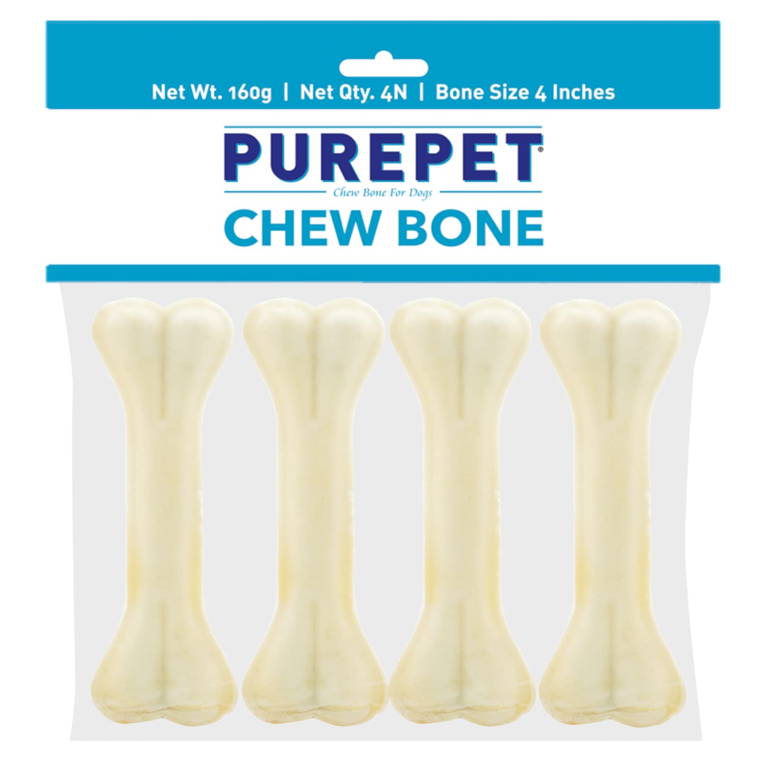 PUREPET Dog Treat Chew Bones,10.16Cm 160G, All Life Stages, Pack Of 4 Bones