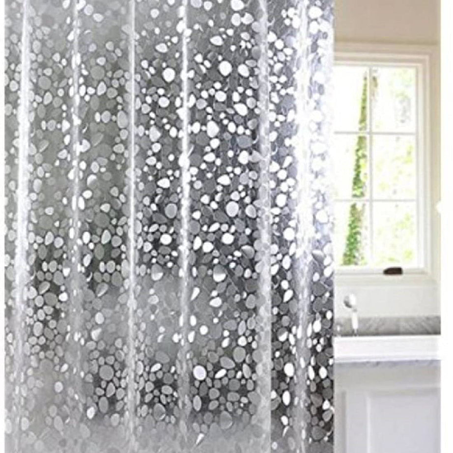 SHAVIN PVC 9 Feet Shower Curtain for Bathroom Waterproof Coin Printed Designer Curtain with 8 Hooks (Pack of 1, 108 x 54 Inches)