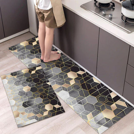 ULTREOS Kitchen Rug Sets, Rugs for Kitchen Floor Washable,Non-Slip Soft Kitchen Mat Set Kitchen Mat Doormat Carpet Set, Non-Slip Soft Super Absorbent for Hallway Kitchen Indoor