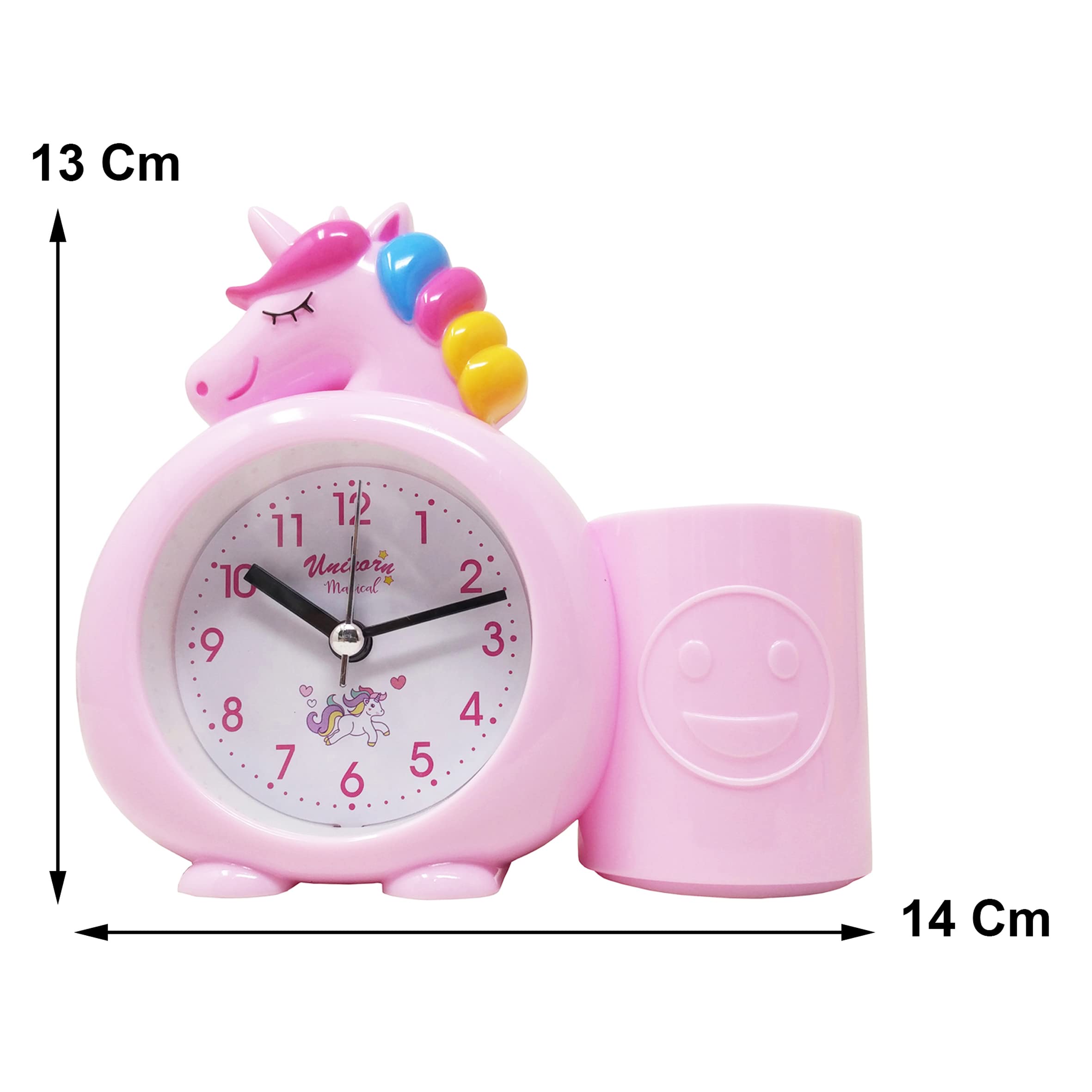 PARTEET Alarm Clock with Pen Holder for Kids, Bedroom Unicorn Alarm Clock, Watch for Girls Loud Bell Alarm Table Clock for Heavy Sleepers (Assorted Colour)