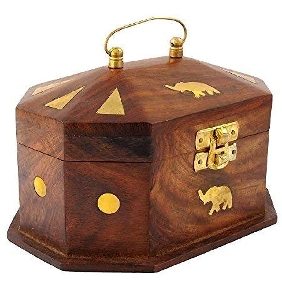 ITOS365 Handmade Wooden Jewellery Box For Women Jewel Organizer Elephant Décor Gifts Products, 6 Inches