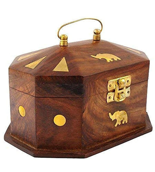 ITOS365 Handmade Wooden Jewellery Box For Women Jewel Organizer Elephant Décor Gifts Products, 6 Inches