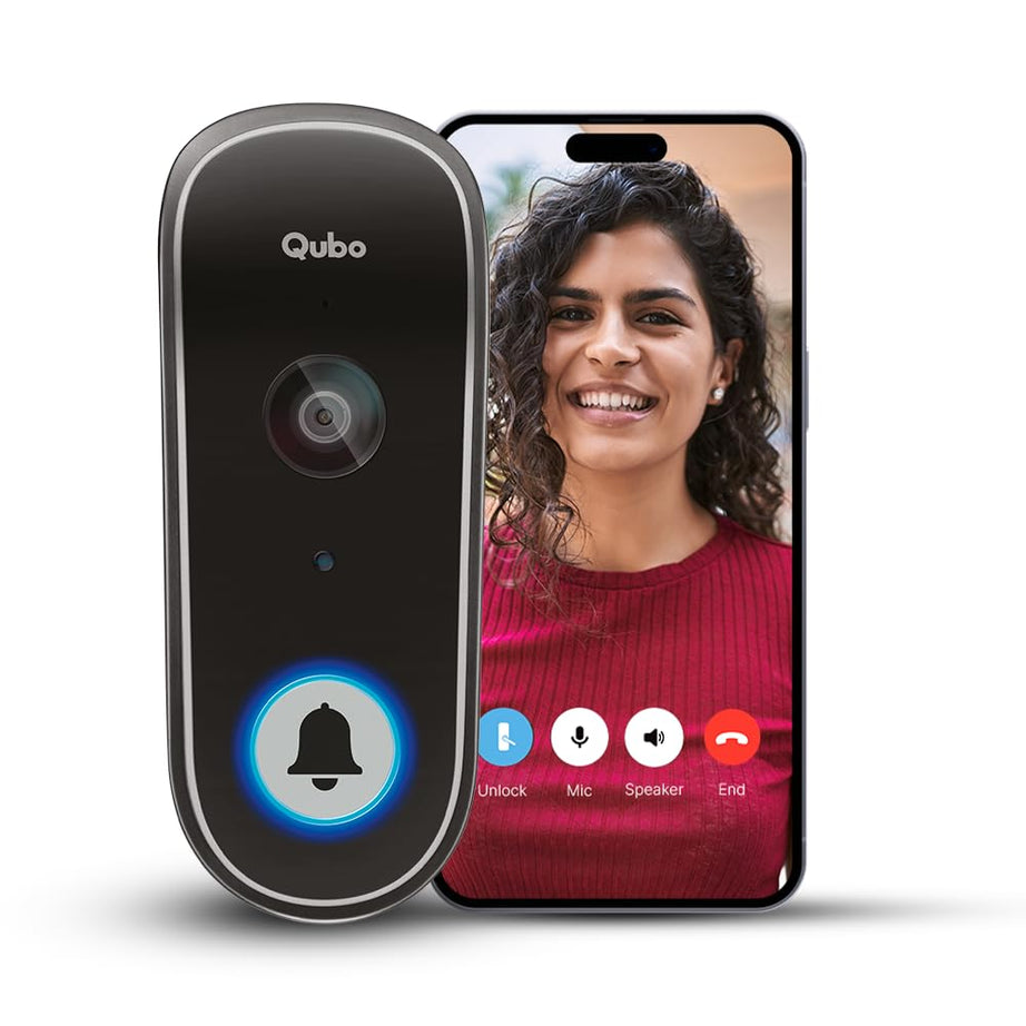 Qubo Smart WiFi Video Doorbell from Hero Group | Instant Phone Visitor Video Call | Intruder Alarm System | 1080P FHD Camera | 2-Way Talk | Alexa & OK Google | Plug and Play AC Chime | Made in India